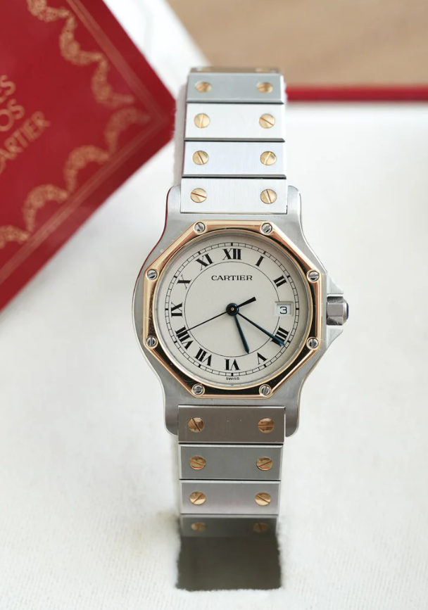 Cartier - Santos Octagonal 29mm Steel Gold Quartz - Box & Paper - 1989