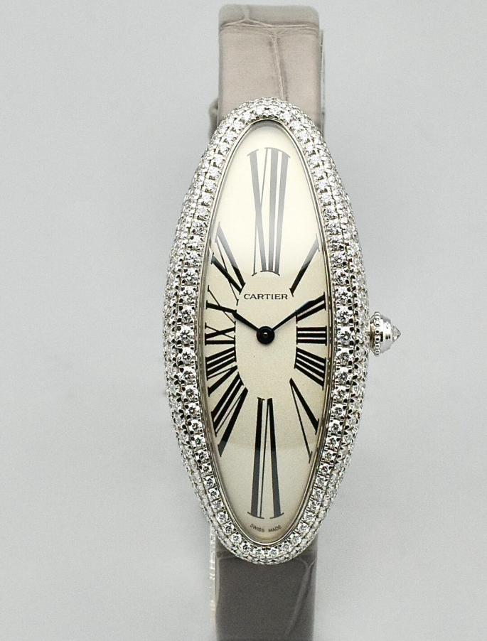 CARTIER ELONGATED BATHTUB REF: WJBA0007 WHITE GOLD AND DIAMONDS FULL SET