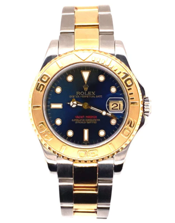 Rolex Yacht-Master 168623 35mm Two Tone Oyster 18K Yellow Gold & SS Blue Dial Watch