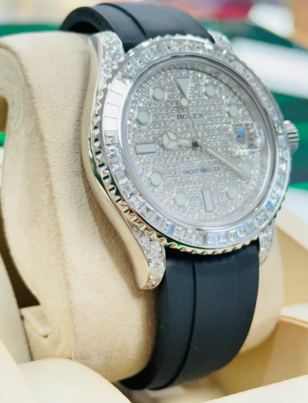 Rolex Yacht-Master 226659 White Gold 42 Oyster flex Custom Diamond Bezel & Custom Diamond Case & Custom Pave Dial
